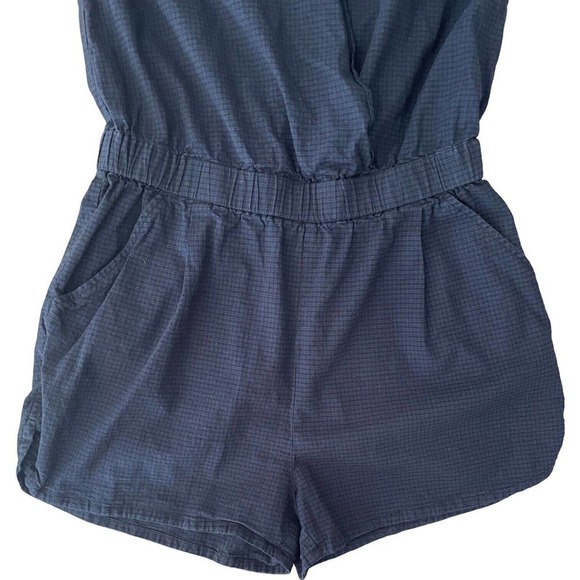 🍀Shades of Grey By Micah Cohen Blue Micro Check Summer Romper Size S - Picture 5 of 9